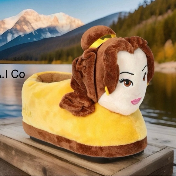 Disney Other - Disney Princess Belle Beauty & Beast 3D Slippers Kids Size 11/12 NEW Cozy